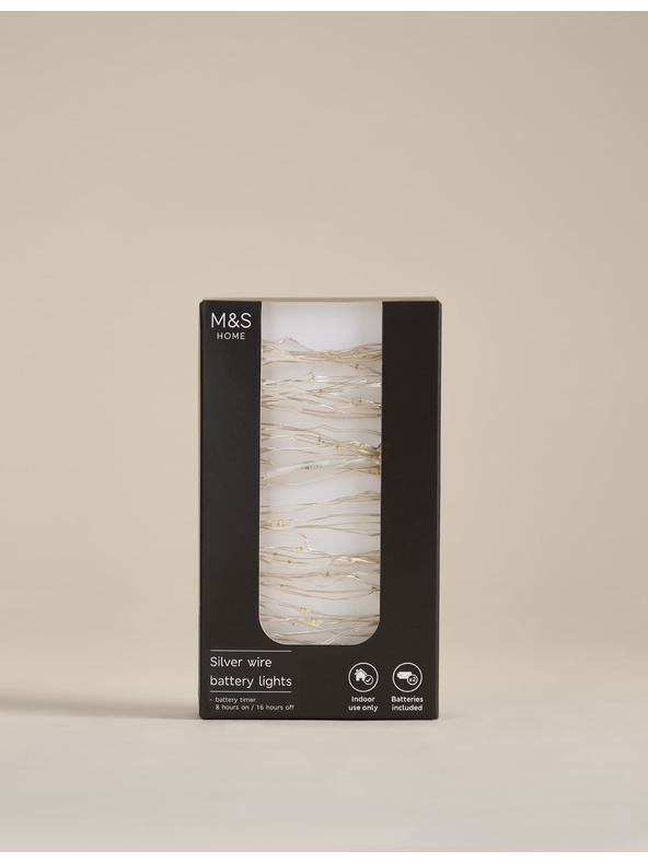 Marks & Spencer Toplo bijelo žičano LED svijetlo na baterije Marks & Spencer srebrna