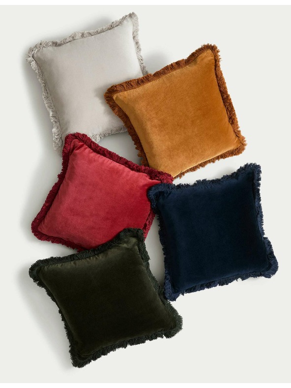 Marks & Spencer Baršunasti jastuk s resicama, od čistog pamuka Marks & Spencer žuta