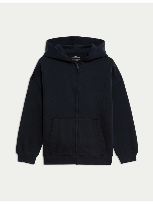 Marks & Spencer Jednobojna hoodie s visokim udjelom pamuka (6–16 godina) Marks & Spencer mornarsko plava