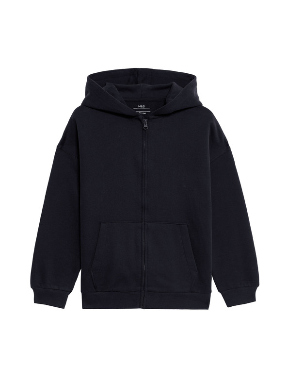 Marks & Spencer Jednobojna hoodie s visokim udjelom pamuka (6–16 godina) Marks & Spencer mornarsko plava