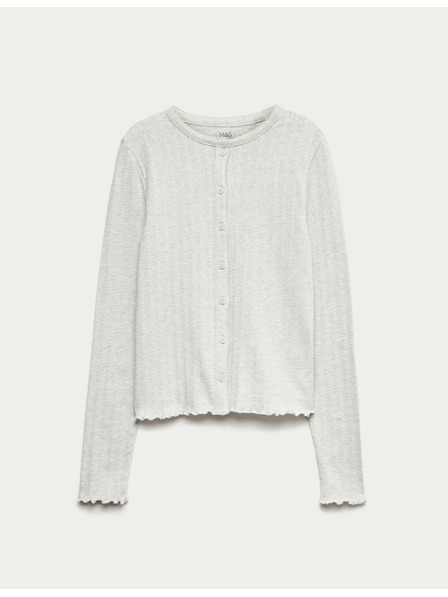 Marks & Spencer Top s gumbima i kopčanjem na gumbe s visokim udjelom pamuka (6–16 godina) Marks & Spencer siva