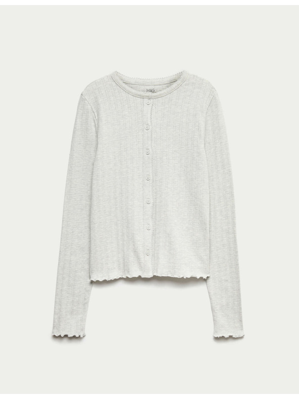 Marks & Spencer Top s gumbima i kopčanjem na gumbe s visokim udjelom pamuka (6–16 godina) Marks & Spencer siva