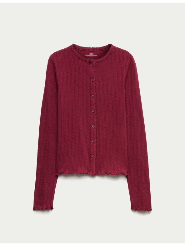 Marks & Spencer Top s gumbima i kopčanjem na gumbe s visokim udjelom pamuka (6–16 godina) Marks & Spencer crvena