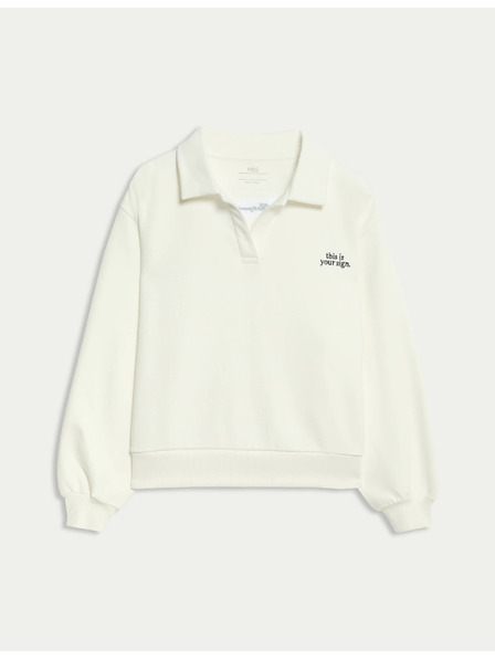 Marks & Spencer Ragbi majica s ovratnikom od bogate pamučne tkanine (6-16 godina) Marks & Spencer krem