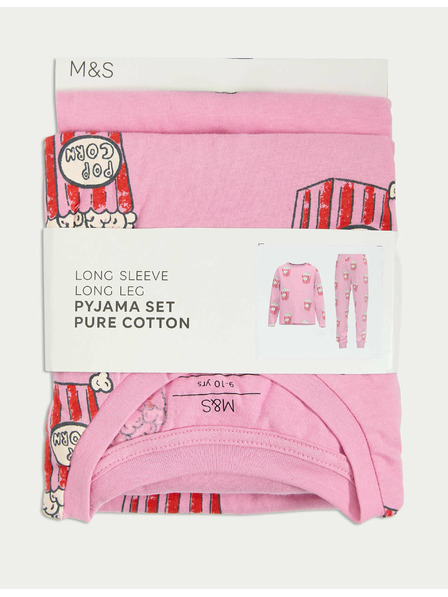 Marks & Spencer Pidžama od čiste pamučne tkanine s motivom kokicama (1–16 godina) Marks & Spencer ružičasta