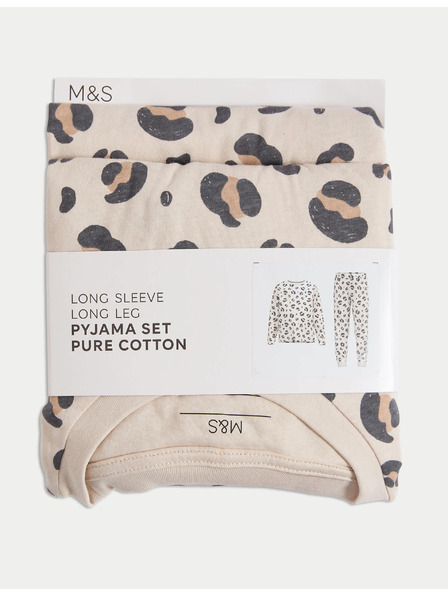 Marks & Spencer Pidžama s leopard printom od čiste pamučne tkanine (1-16 godina) Marks & Spencer krem