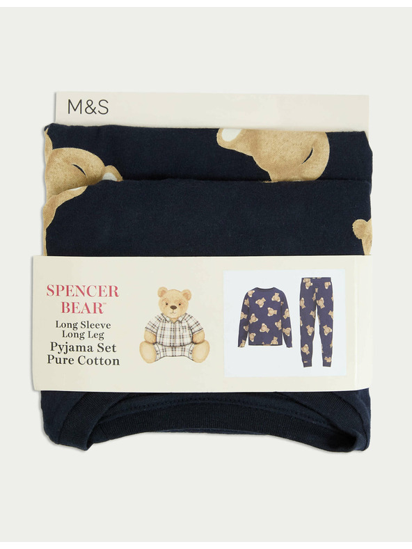 Marks & Spencer Pidžama od čiste pamuke s motivom Spencer Bear™ (1–16 godina) Marks & Spencer mornarsko plava