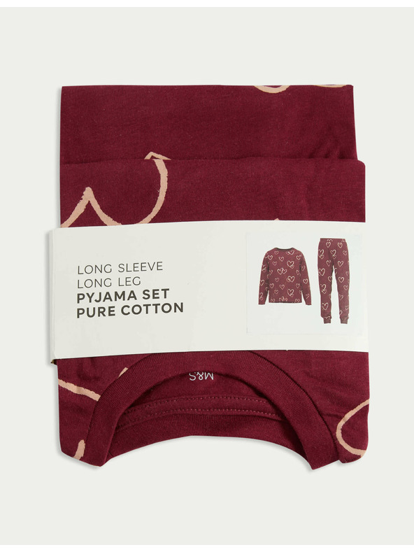 Marks & Spencer Pidžama od čiste pamuke sa srcima (1–16 godina) Marks & Spencer crvena