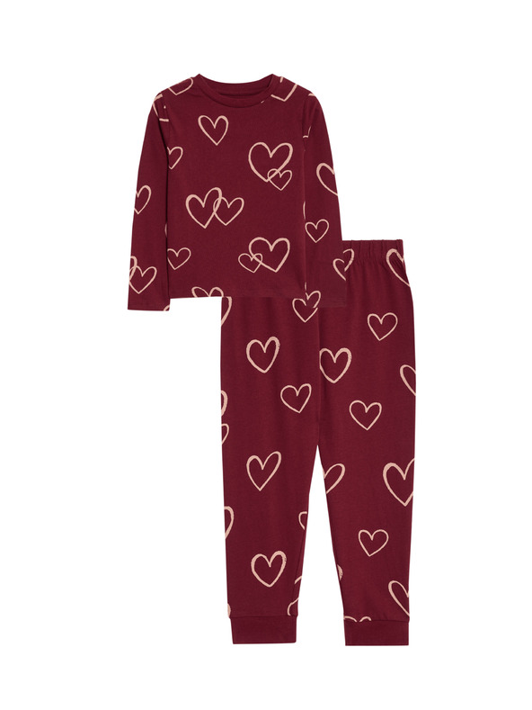 Marks & Spencer Pidžama od čiste pamuke sa srcima (1–16 godina) Marks & Spencer crvena