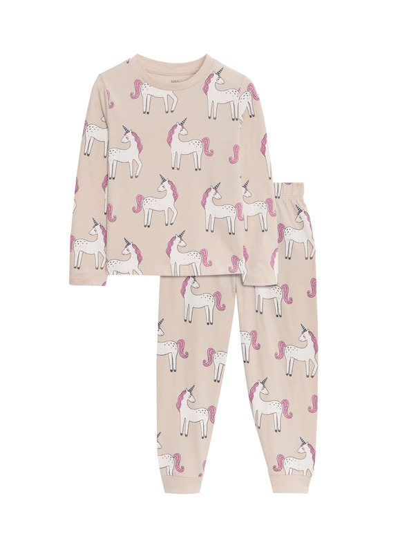 Marks & Spencer Pidžama od čiste pamuke s unicorn printom (12 mjeseci - 8 godina) Marks & Spencer boja kreme