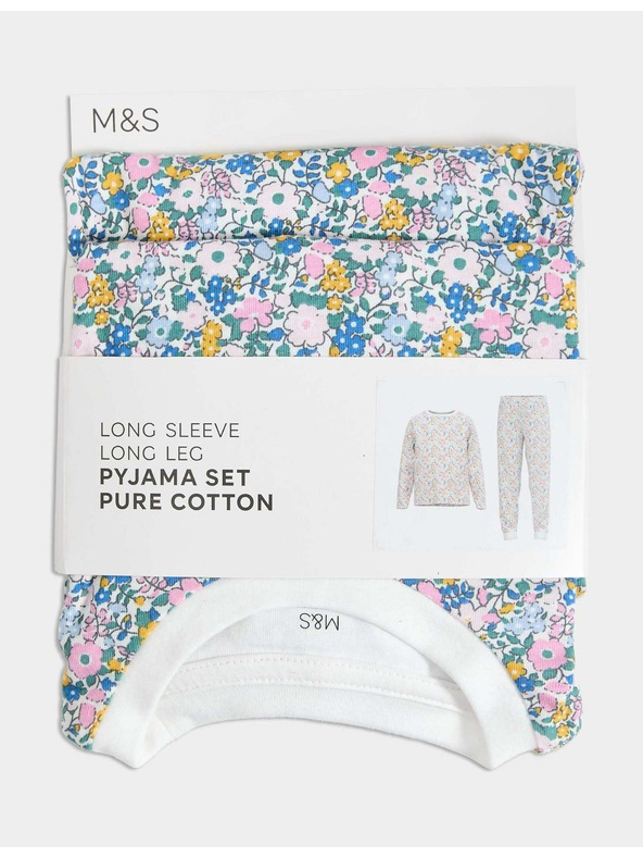 Marks & Spencer Pidžama od čiste pamuke s cvjetnim uzorkom (12 mjeseci - 16 godina) Marks & Spencer boja kreme