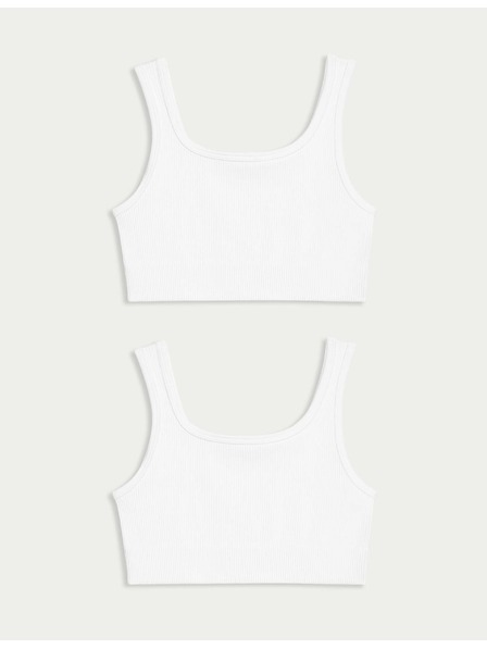 Marks & Spencer Beskavni skraćeni topovi s rebrima i okruglim izrezom (6–16 godina), 2 kom Marks & Spencer bijela
