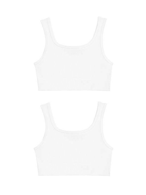 Marks & Spencer Beskavni skraćeni topovi s rebrima i okruglim izrezom (6–16 godina), 2 kom Marks & Spencer bijela