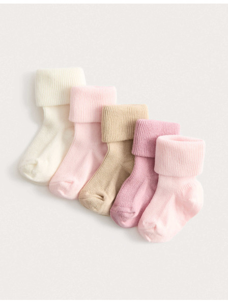Marks & Spencer Rebraste dječje čarape s visokim udjelom pamuka (0–2 godine), 5 parova u pakiranju Marks & Spencer višebojna
