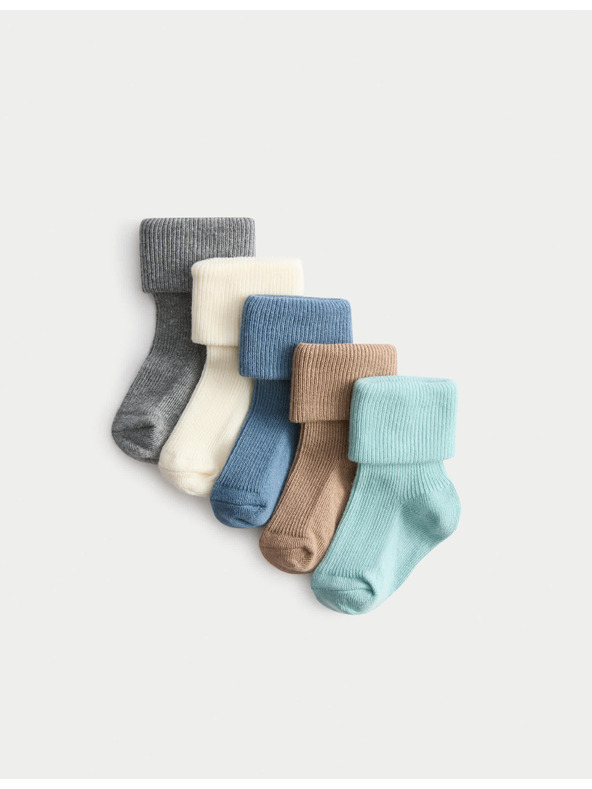 Marks & Spencer Rebraste dječje čarape s visokim udjelom pamuka (0–2 godine), 5 parova u pakiranju Marks & Spencer višebojna
