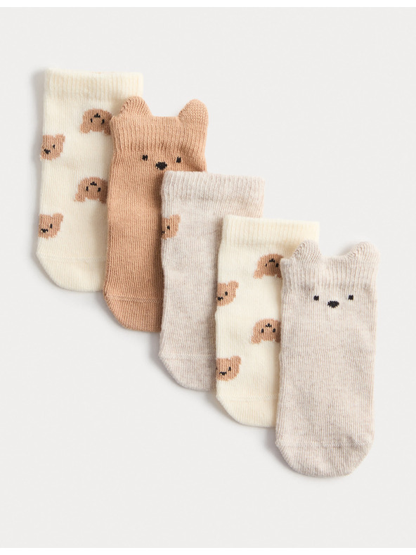 Marks & Spencer Paket od 5 parova dječjih čarapa Spencer Bear s visokim udjelom pamuka (0–3 godine) Marks & Spencer višebojna