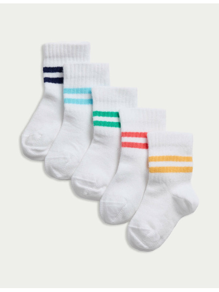 Marks & Spencer Dječje čarape s visokim udjelom pamuka (0–3 godine), 5 parova u pakiranju Marks & Spencer bijela