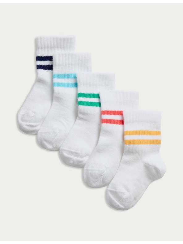 Marks & Spencer Dječje čarape s visokim udjelom pamuka (0–3 godine), 5 parova u pakiranju Marks & Spencer bijela