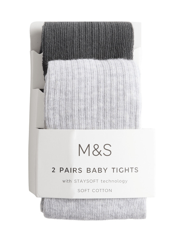 Marks & Spencer Set od 2 čarape s rebrima i visokim udjelom pamuka (0–3 godine) Marks & Spencer siva