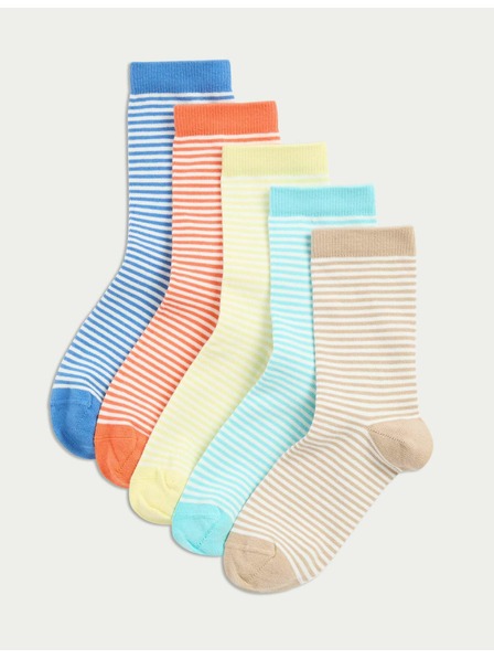 Marks & Spencer Prugaste čarape s visokim udjelom pamuka, set od 5 parova (6 male – 7 velike) Marks & Spencer višebojna