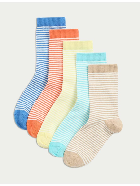 Marks & Spencer Prugaste čarape s visokim udjelom pamuka, set od 5 parova (6 male – 7 velike) Marks & Spencer višebojna
