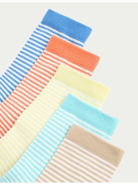 Marks & Spencer Prugaste čarape s visokim udjelom pamuka, set od 5 parova (6 male – 7 velike) Marks & Spencer višebojna