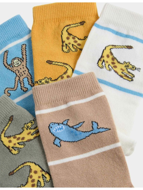 Marks & Spencer Čarape sa životinjskim motivom i visokim udjelom pamuka, set od 5 parova (6 male – 7 velike) Marks & Spencer višebojna