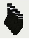 Marks & Spencer Prugaste sportske čarape s visokim udjelom pamuka, 5 parova Marks & Spencer crna
