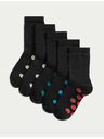 Marks & Spencer Školske čarape s visokim udjelom pamuka i smajlijima, 5 parova Marks & Spencer crna