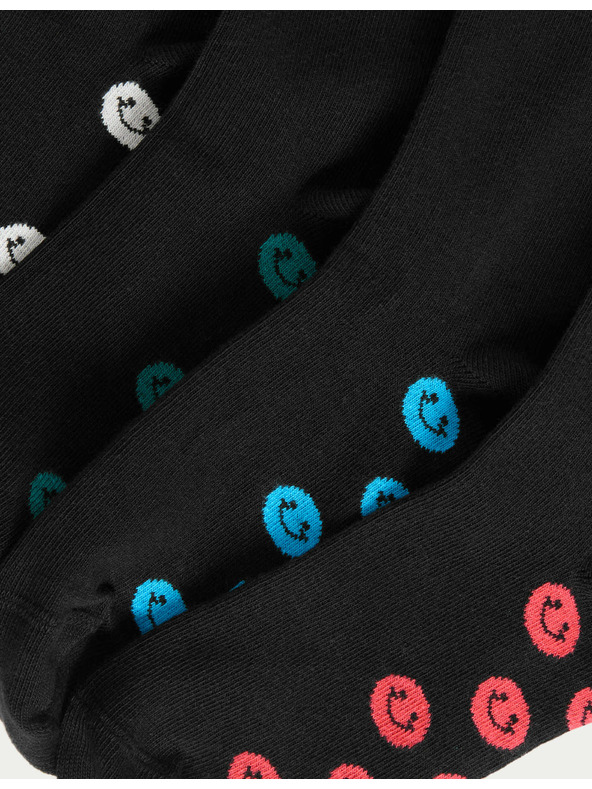Marks & Spencer Školske čarape s visokim udjelom pamuka i smajlijima, 5 parova Marks & Spencer crna