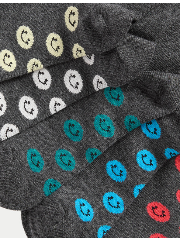 Marks & Spencer Školske čarape s visokim udjelom pamuka i smajlijima, 5 parova (6 male – 7 velike) Marks & Spencer siva