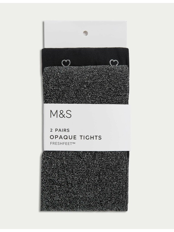 Marks & Spencer Crne šljokičaste hulahopke, 2 kom u pakiranju (2–14 godina) Marks & Spencer crna