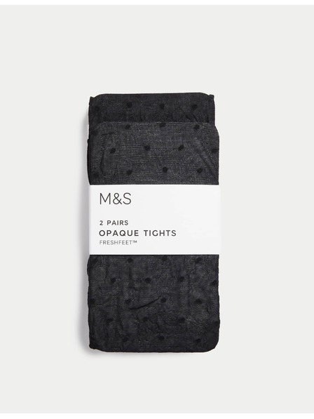 Marks & Spencer Neprozirne točkaste hulahopke, 2 kom u pakiranju (2–14 godina) Marks & Spencer crna