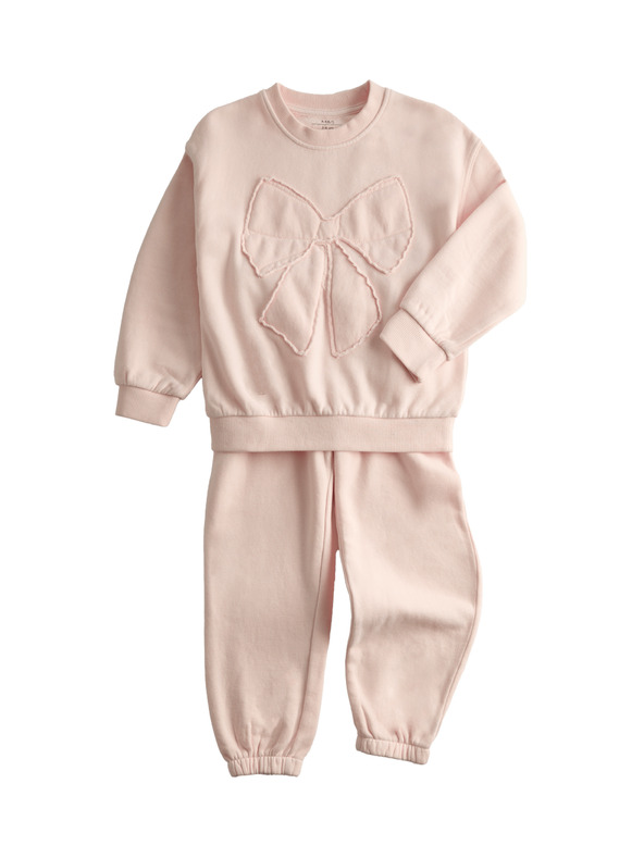 Marks & Spencer Dvodjelni komplet hoodie majice s printom mašnice, s visokim udjelom pamuka (2–8 godina) Marks & Spencer ružičasta