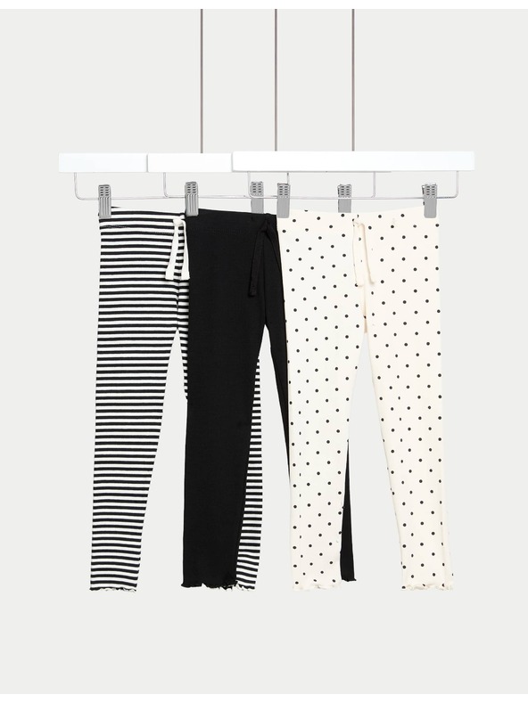 Marks & Spencer Set od 3 tajice s visokim udjelom pamuka i printom (2–8 godina) Marks & Spencer siva