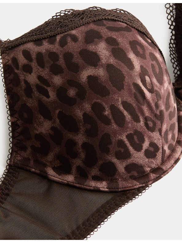 Marks & Spencer Dekoltni grudnjak sa žicama, čipkom i printom Marks & Spencer smeđa