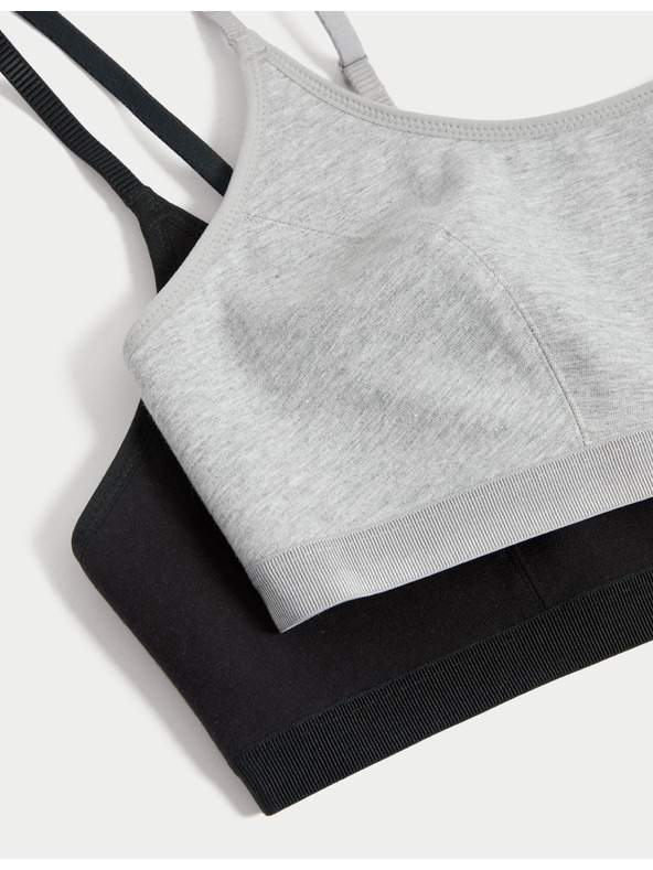 Marks & Spencer Pamučni skraćeni topovi, prvi grudnjak, 2 kom. u pakiranju Marks & Spencer crna