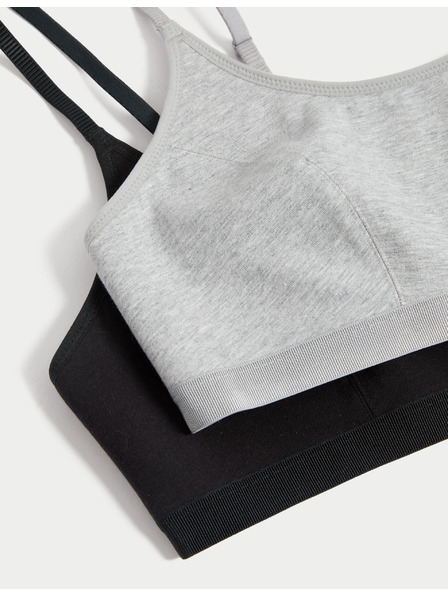 Marks & Spencer Pamučni skraćeni topovi, prvi grudnjak, 2 kom. u pakiranju Marks & Spencer crna