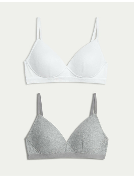 Marks & Spencer Set od 2 kom. rebranih prvih grudnjaka bez žica, s visokim udjelom pamuka, vel. AA–D Marks & Spencer bijela