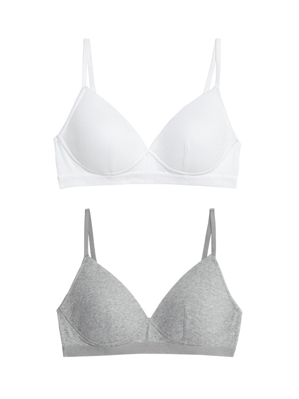 Marks & Spencer Set od 2 kom. rebranih prvih grudnjaka bez žica, s visokim udjelom pamuka, vel. AA–D Marks & Spencer bijela