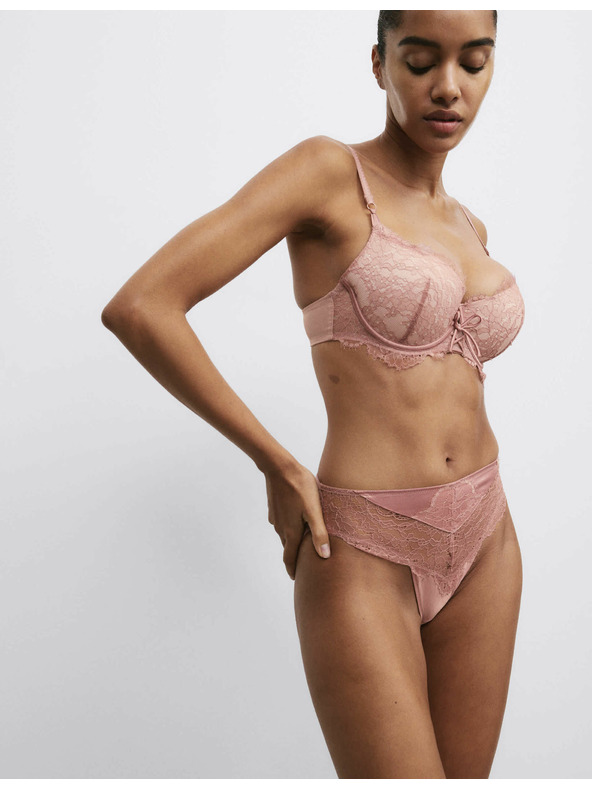 Marks & Spencer Čipkasta balkónska grudnjak s košaricama i motivom Forget Me Not (A-E) Marks & Spencer smeđa