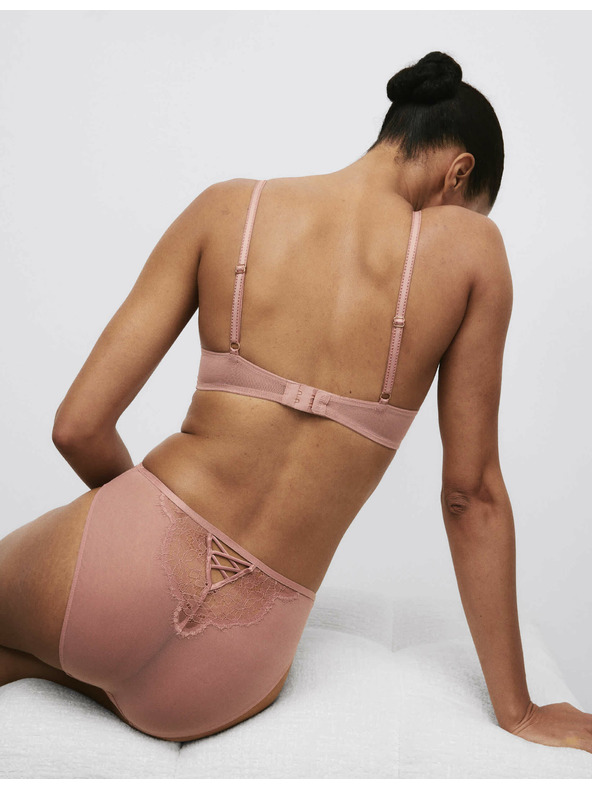 Marks & Spencer Čipkasta balkónska grudnjak s košaricama i motivom Forget Me Not (A-E) Marks & Spencer smeđa