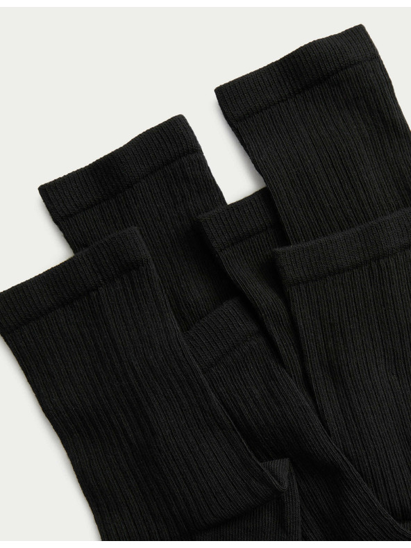 Marks & Spencer Rebraste gležnjake čarape s visokim udjelom pamuka, set od 5 komada Marks & Spencer crna