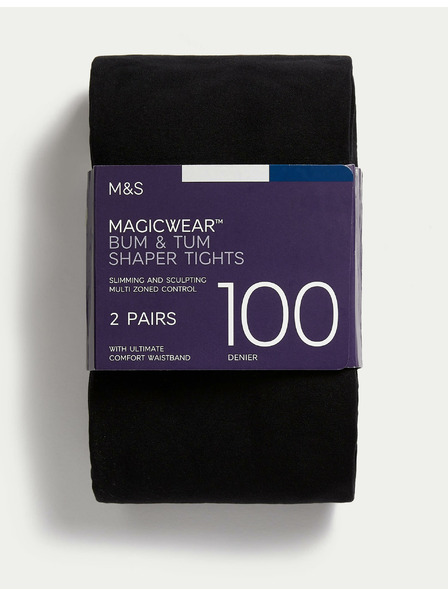 Marks & Spencer Neprozirne čarape Magicwear™, 100 DEN, set od 2 komada Marks & Spencer crna