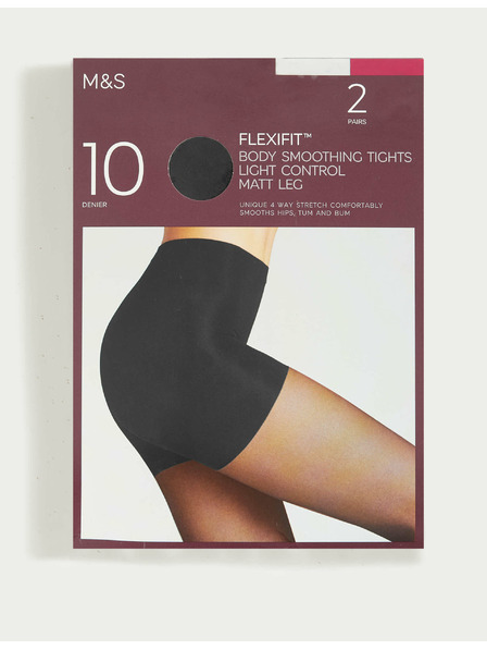 Marks & Spencer Prozirne čarape Flexifit™, blago učvršćene, 10 DEN, 2 kom u pakiranju Marks & Spencer crna