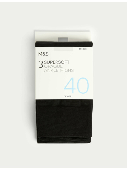 Marks & Spencer Neprozirne vrlo meke gležnjaka čarape, 40 DEN, 3 para u pakiranju Marks & Spencer crna