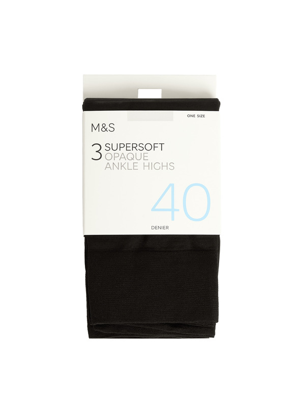 Marks & Spencer Neprozirne vrlo meke gležnjaka čarape, 40 DEN, 3 para u pakiranju Marks & Spencer crna