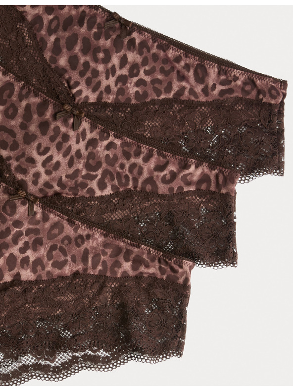 Marks & Spencer Brazilske gaćice s čipkastim rubom, 3 kom u pakiranju Marks & Spencer smeđe