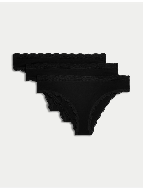 Marks & Spencer Brazilske gaćice s visokim udjelom pamuka, 3 kom Marks & Spencer crna