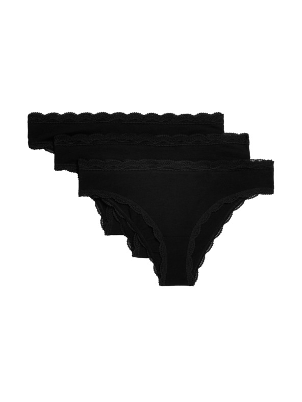 Marks & Spencer Brazilske gaćice s visokim udjelom pamuka, 3 kom Marks & Spencer crna